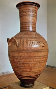 Dipylon Amphora, begravelsesurne i geometrisk stil fra Kerameikos Necropolis, Athen, ca. 750 f.Kr. (terrakotta) (se også 88063)